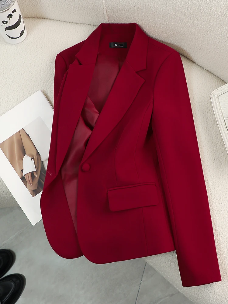 Women Formal Wear With Black Blazer - Women Blazer Ladies Red Green Beige