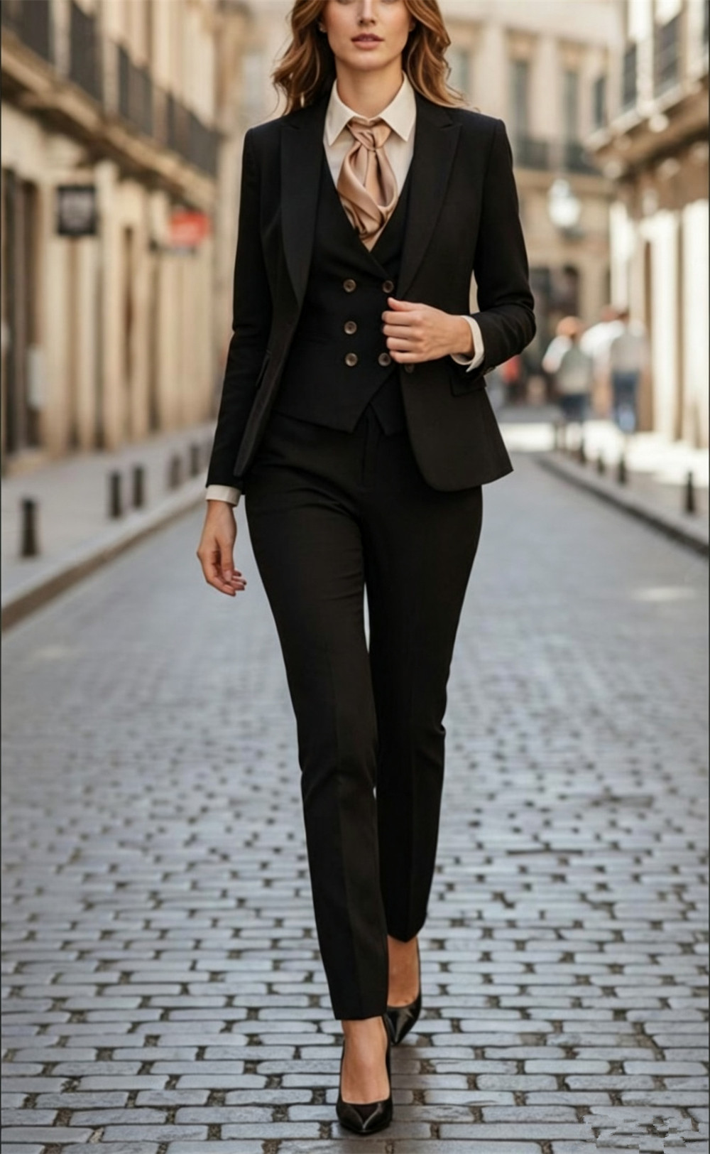 Women Formal Wear Vest - Women’s Black 3 Pieces Suit Set