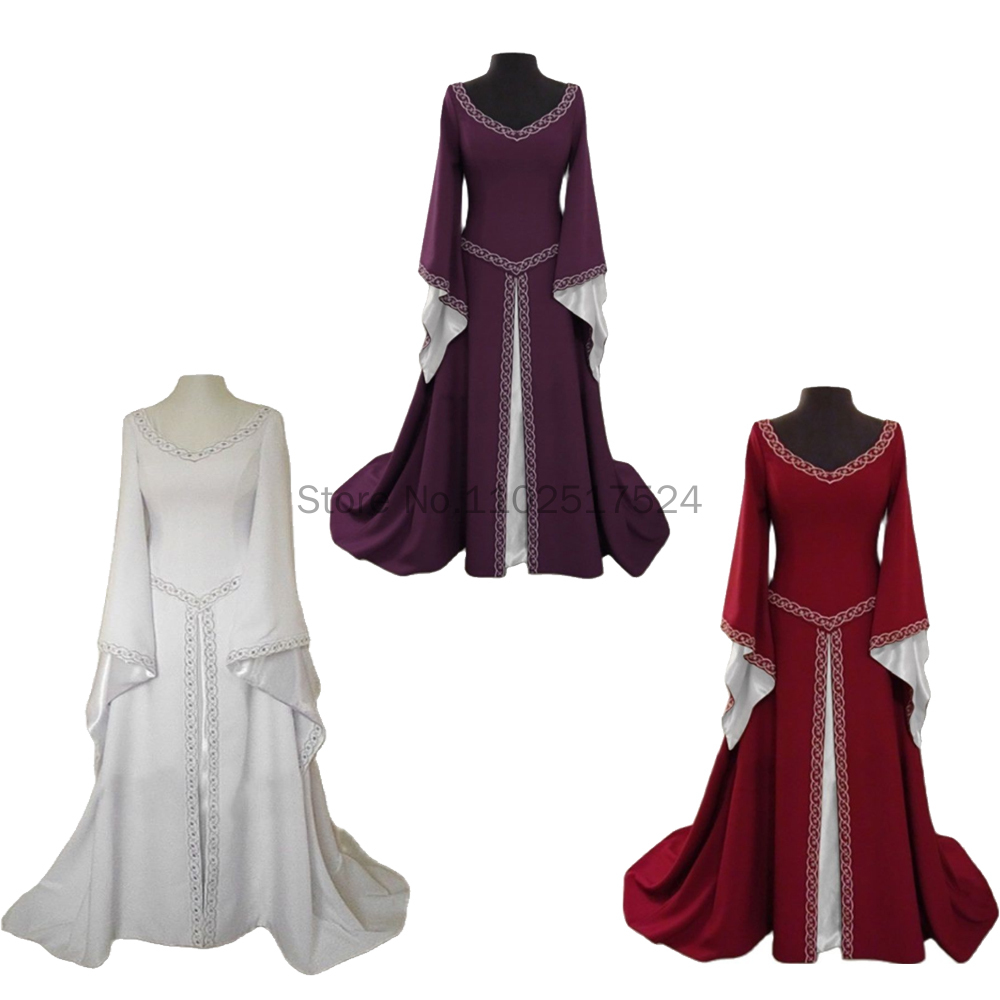 Women'S Formal Wear Wedding - Womens Medieval Renaissance White Wedding Long