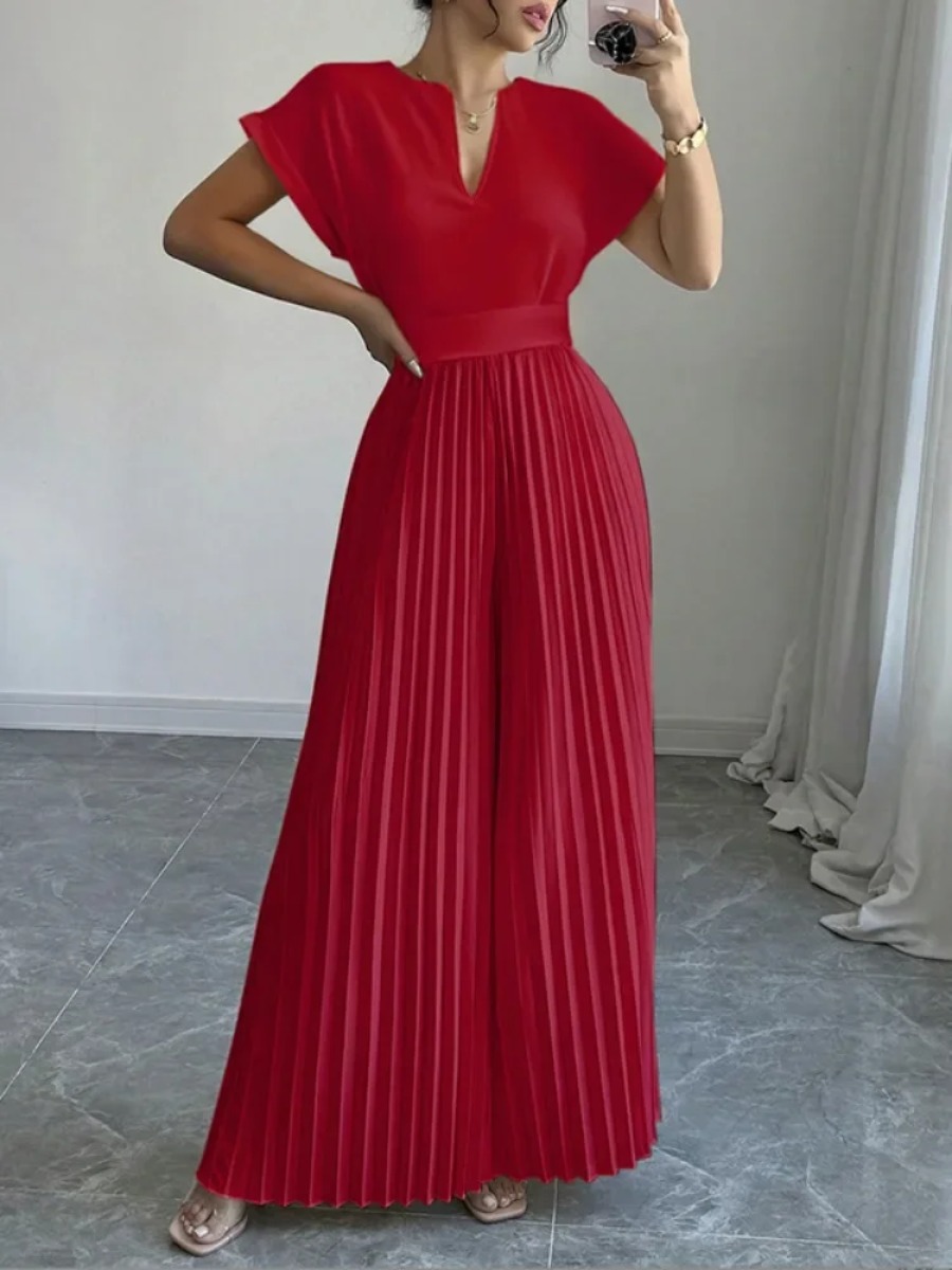 Women'S Formal Wear With Pants - Women Notch Split V Neck Cap