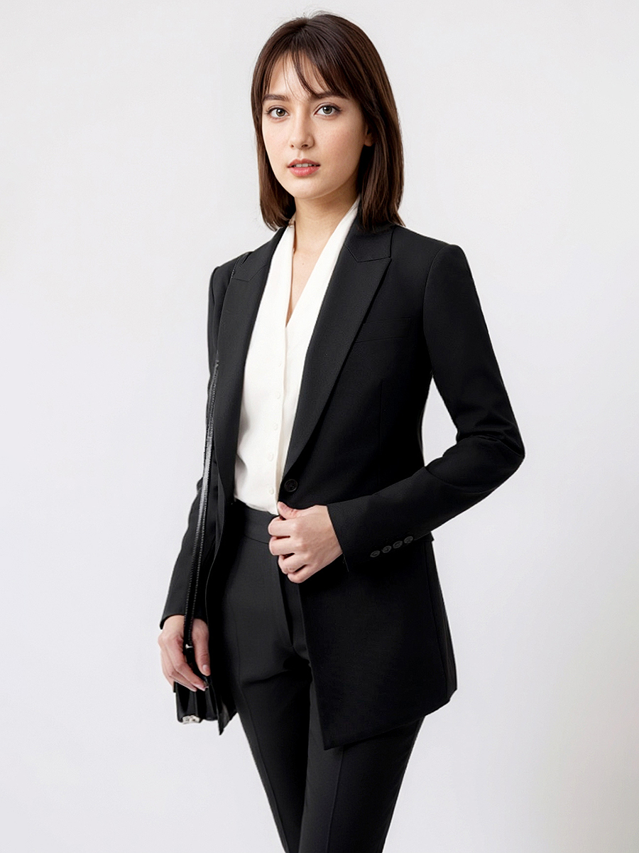 Women Formal Wear With Black Blazer - Women Suits Set Blazer Pant Office