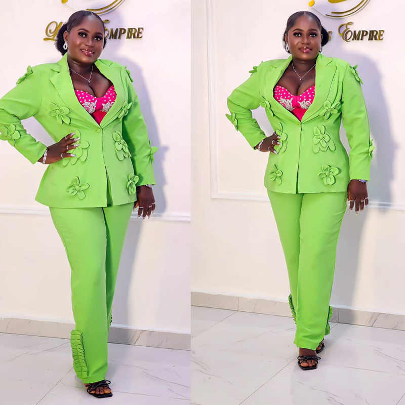 Women'S Formal Wear Plus Size - Plus Size Green Women Blazer Sets