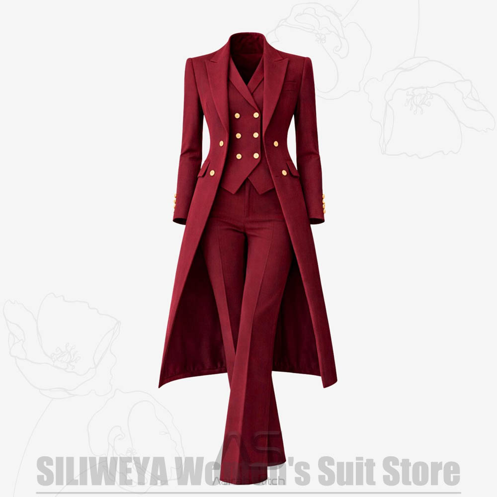 Women'S Formal Wear With Pants - Women's Suit 3 Piece Double Breasted