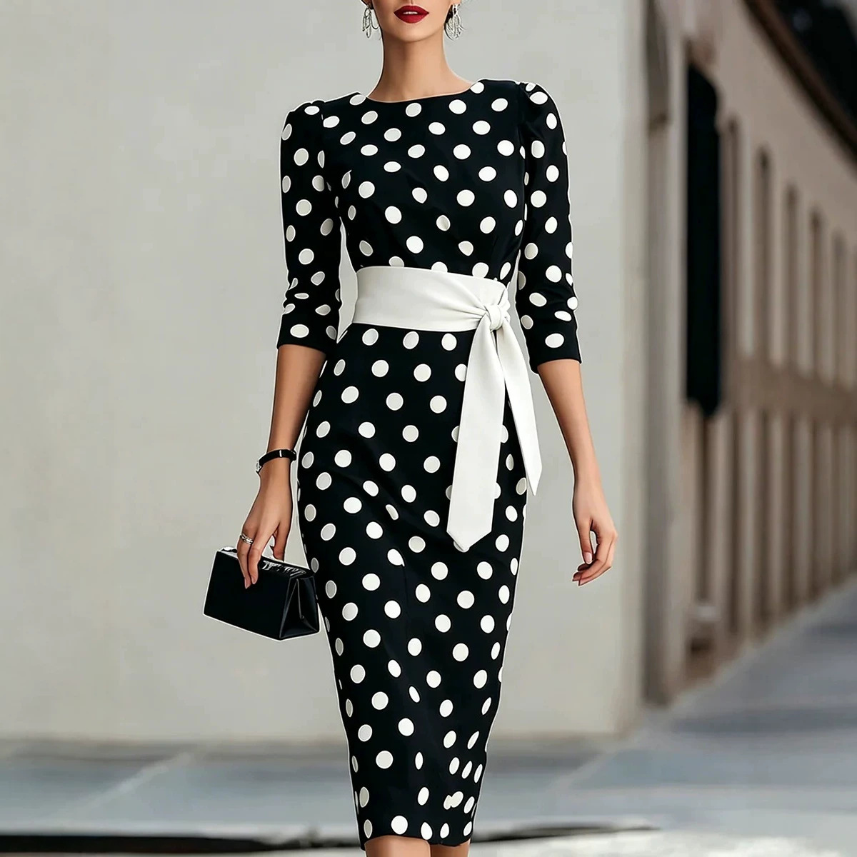 Women Elegant Black White Polk - огляд і ціна Women Formal Office Wear Tops
