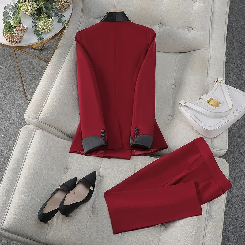 Elegant Red Black Women Pant S - огляд і ціна Women Formal Wear With Black Blazer