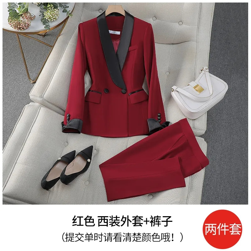 Elegant Red Black Women Pant S - огляд і ціна Women Formal Wear With Black Blazer