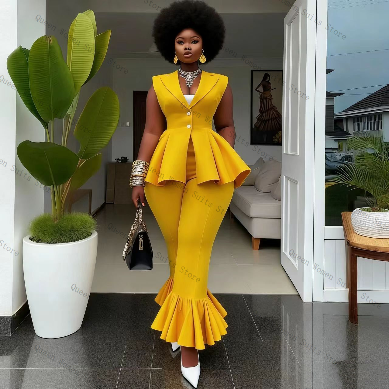 Yellow Women Suit Pants Set 2  - огляд і ціна Women'S Formal Wear Wedding