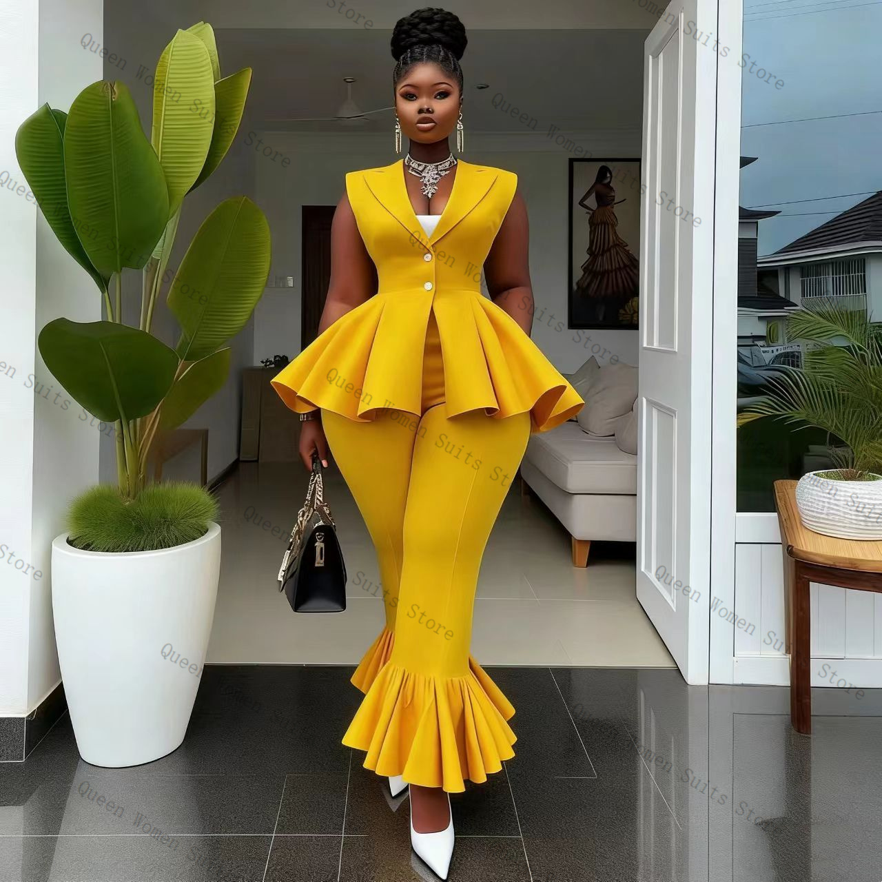 Yellow Women Suit Pants Set 2  - огляд і ціна Women'S Formal Wear Wedding