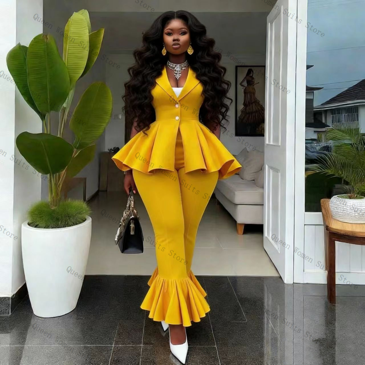Yellow Women Suit Pants Set 2  - огляд і ціна Women'S Formal Wear Wedding