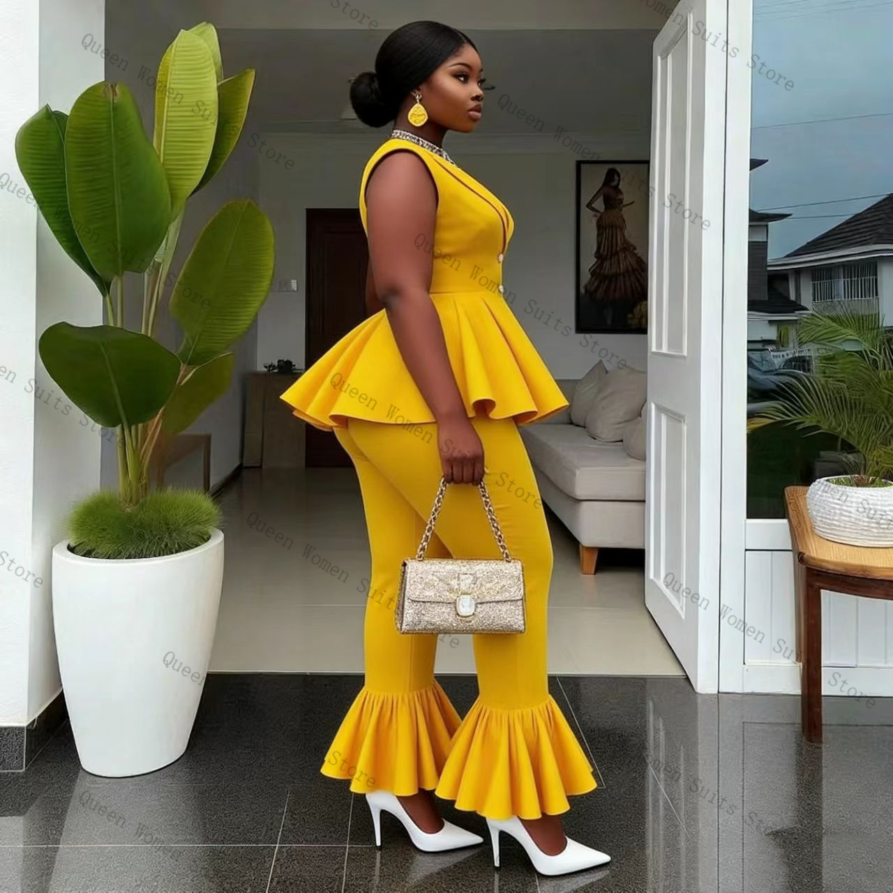 Yellow Women Suit Pants Set 2  - огляд і ціна Women'S Formal Wear Wedding