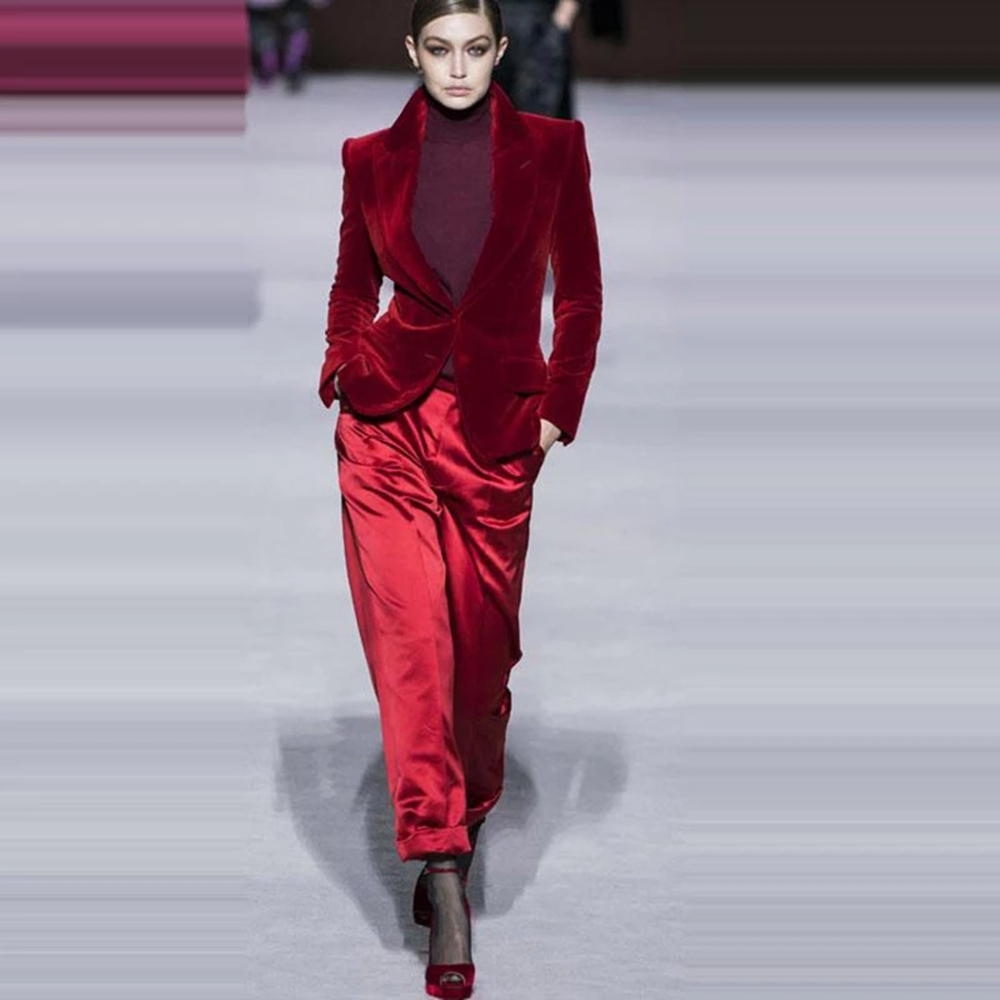 Women Pant Suits Wine Red Velv - огляд і ціна Women'S Formal Wear Wedding